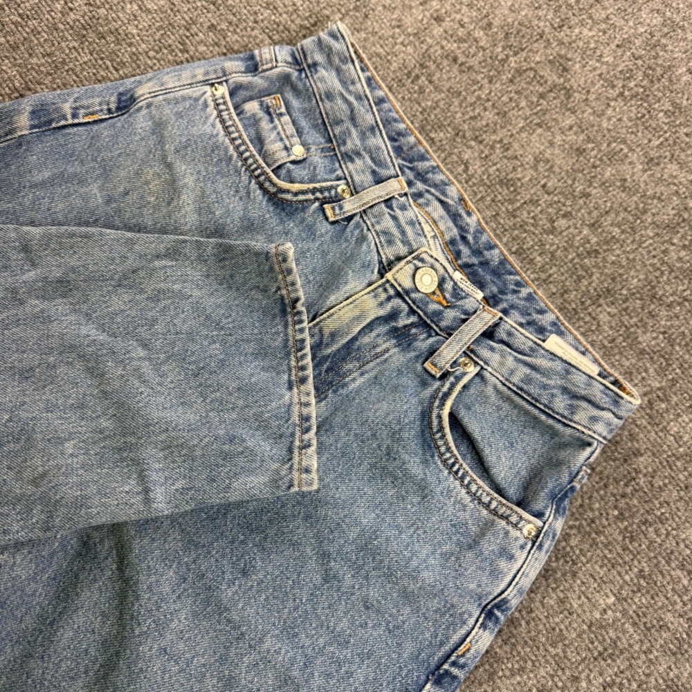 H&M &Denim Loose Mom Jeans 2 Light Blue Ultra High Waist Ankle Women